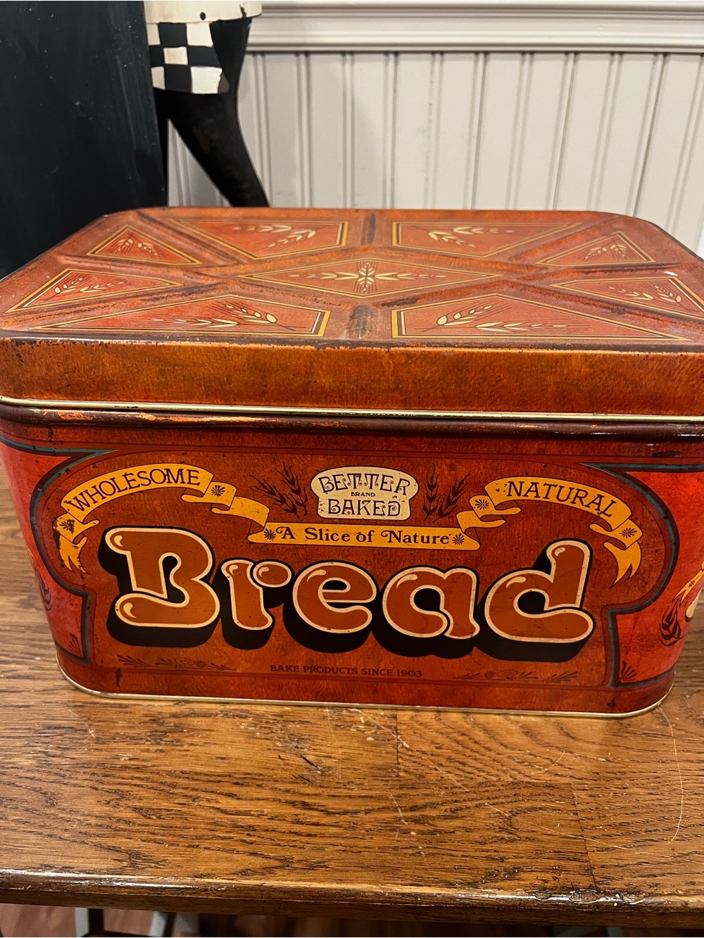 Vintage 1970's Cheinco Made in America Metal Bread Box Tin Better Baked Brand